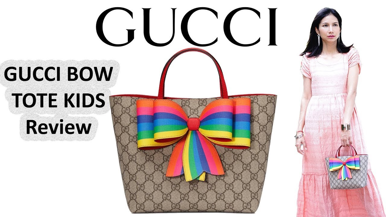 children's gg supreme rainbow bow tote