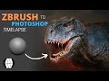 ZBrush to Photoshop Timelapse - Trex Concept