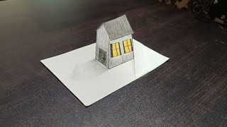 How to draw a 3D house on paper easy step by step!