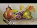 Watercolor Still Life Painting Fruits By Yasser Fayad