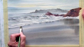 painting wet sand in watercolor