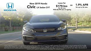 New 2019 Honda Civic! Lease for $179/mo! 1.9% APR! Washington DC Honda Dealer MD