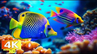 Aquarium 4K VIDEO ULTRA HD 🐠 Amazing Beautiful Coral Reef Fish - Relaxing Sleep Meditation Music