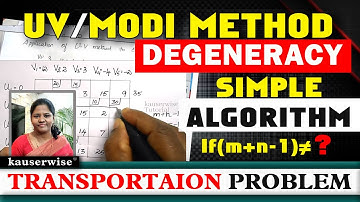 Degeneracy in Transportation Problem | UV Method | Modi Method | Operations research | by kauserwise