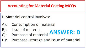 Accounting for Material Costing MCQs | Senior Auditor Test Preparation | Accounting MCQs | Commerce