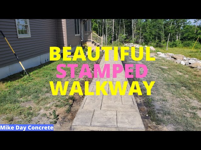 residential walkway created with concrete stamps and dyes