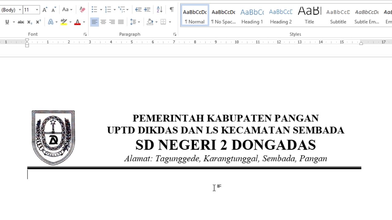 Membuat Kop Surat Word 2013