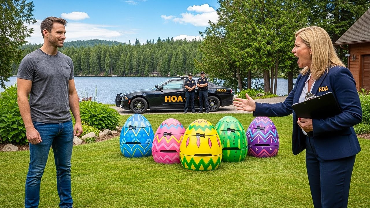 Karen Reported My Compost Bins, So I Shaped Them Into Colorful Eggs and Put Her Name On Them!