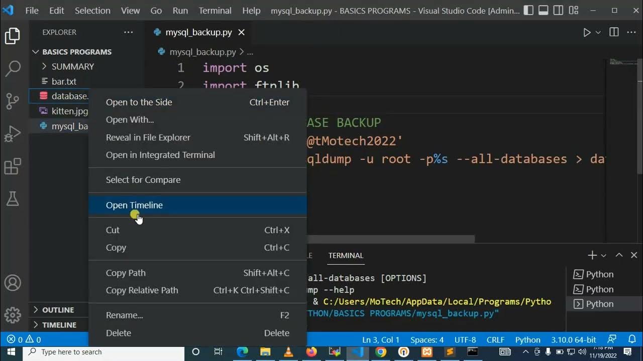 How To Automate MySQL Database Backup Using Python - YouTube