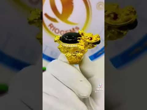 Nhẫn VÀNG nam đính ĐÁ đúc Long Quy 1.1 cây