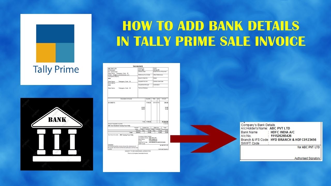 How To Add Bank Details In Tally Prime Sale Invoice YouTube