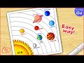 Solar system drawing  how to draw solar system easy  solar system planets drawing
