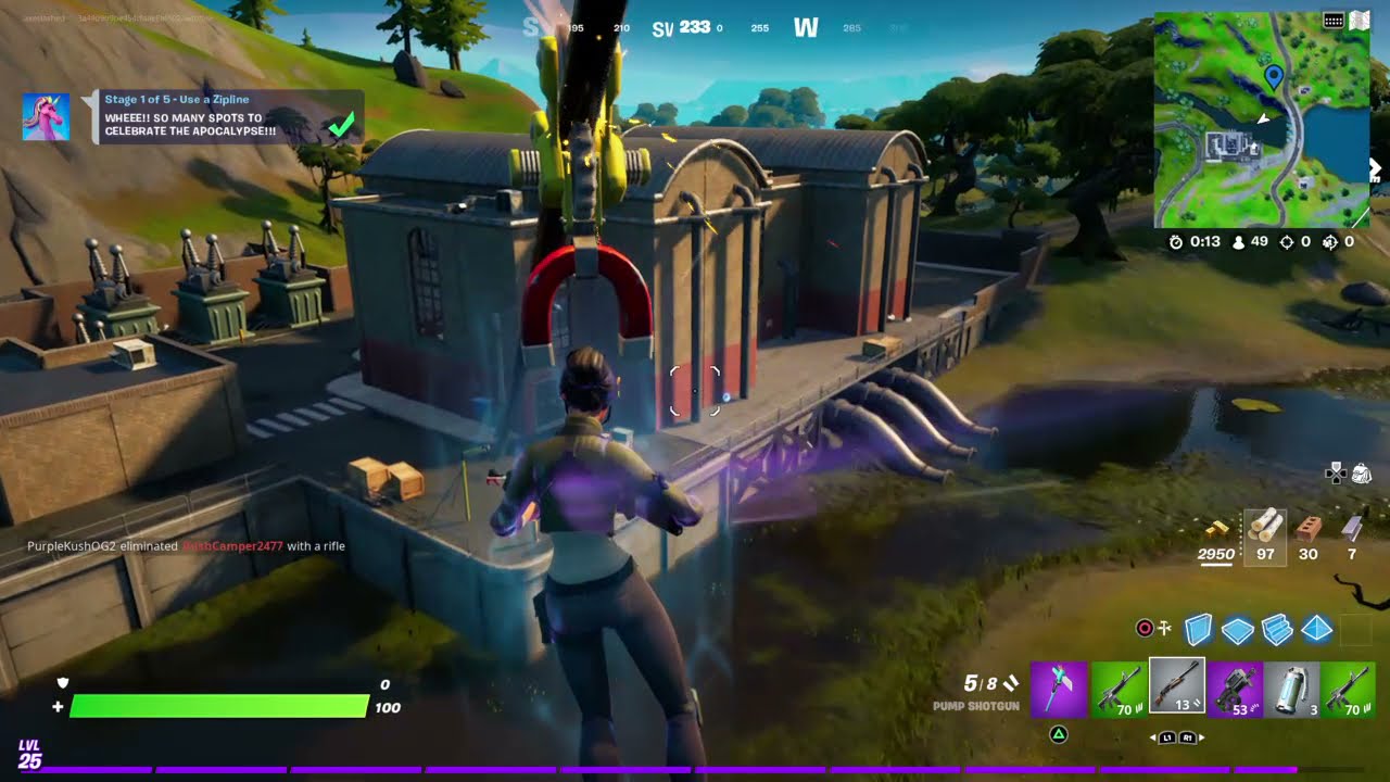 How to Use a Zipline for Fabio Sparklemane - Fortnite Season 8 Quest