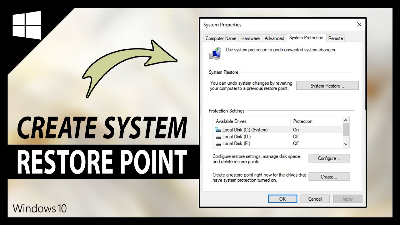 How To Create A System Restore Point In Windows 10 - YouTube