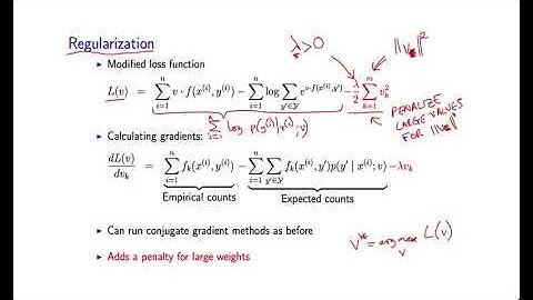 14 - 9  Smoothing/Regularization in Log linear Models