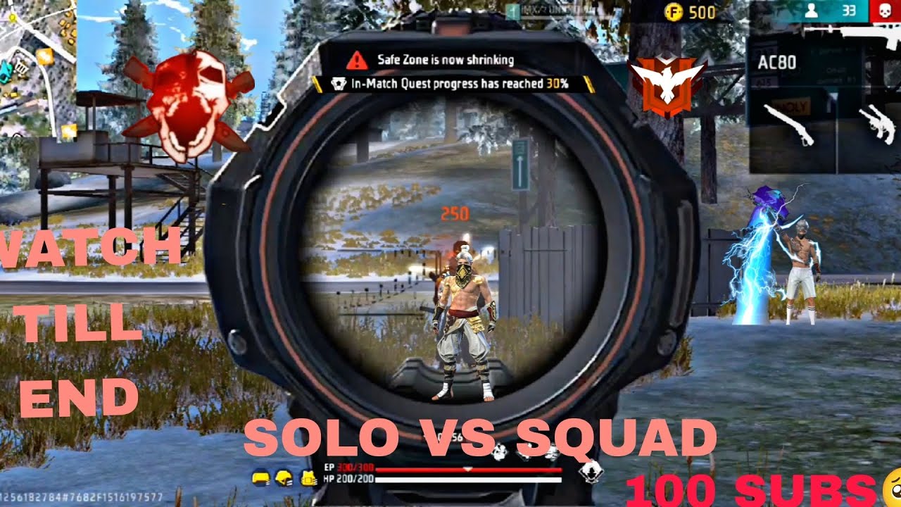 free fire solo vs squad 🤯 gameplay br ranked all 1v4 clutch 🤯 high ...