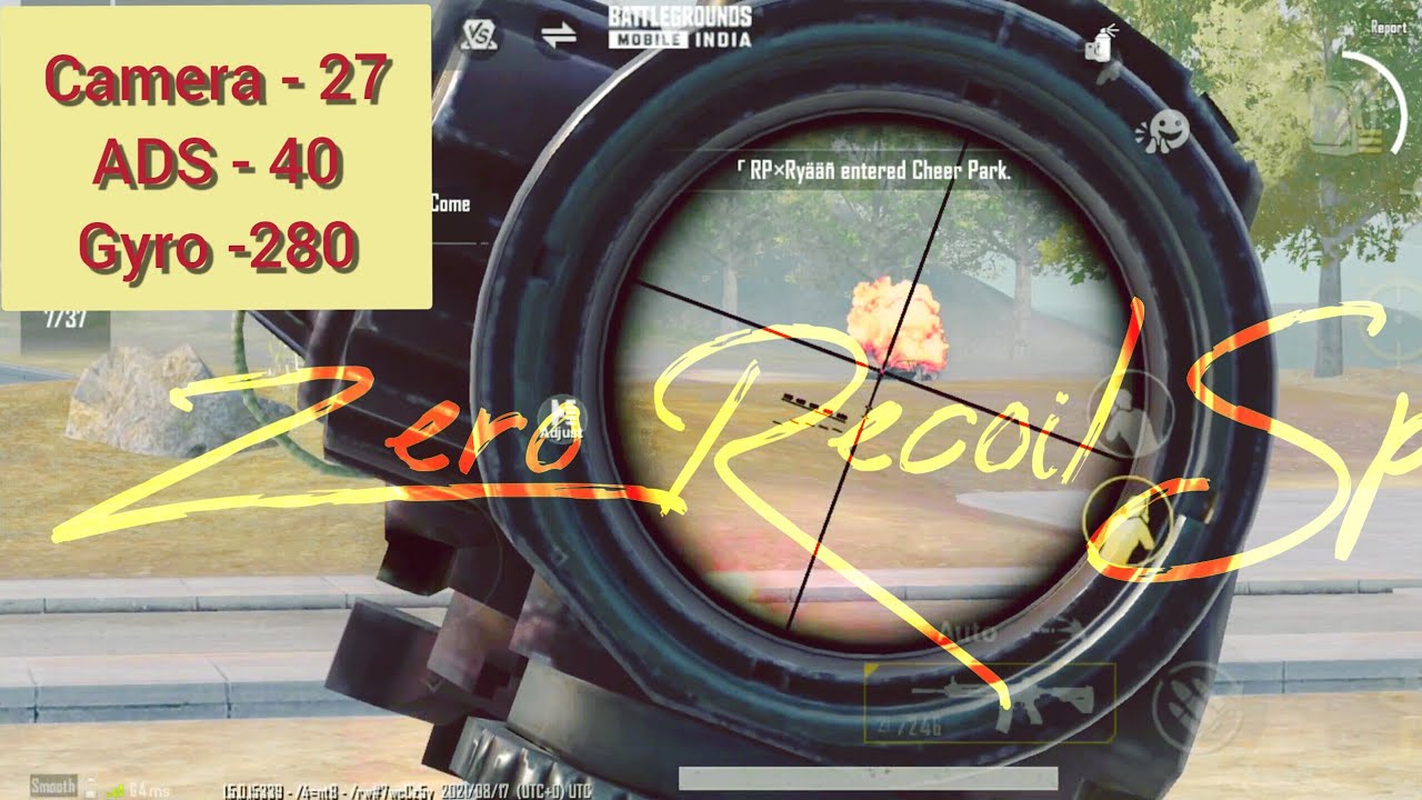 Zero Recoil Spray |  Camera - 27 (ADS - 40 ) ( Gyro - 280 ) 