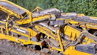 Railway Ballast Cleaning Machine On A High-Speed Railway Line