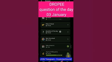 Dropee question of the day code 03 January | Dropped question of the day code | @CryptoTechSunil