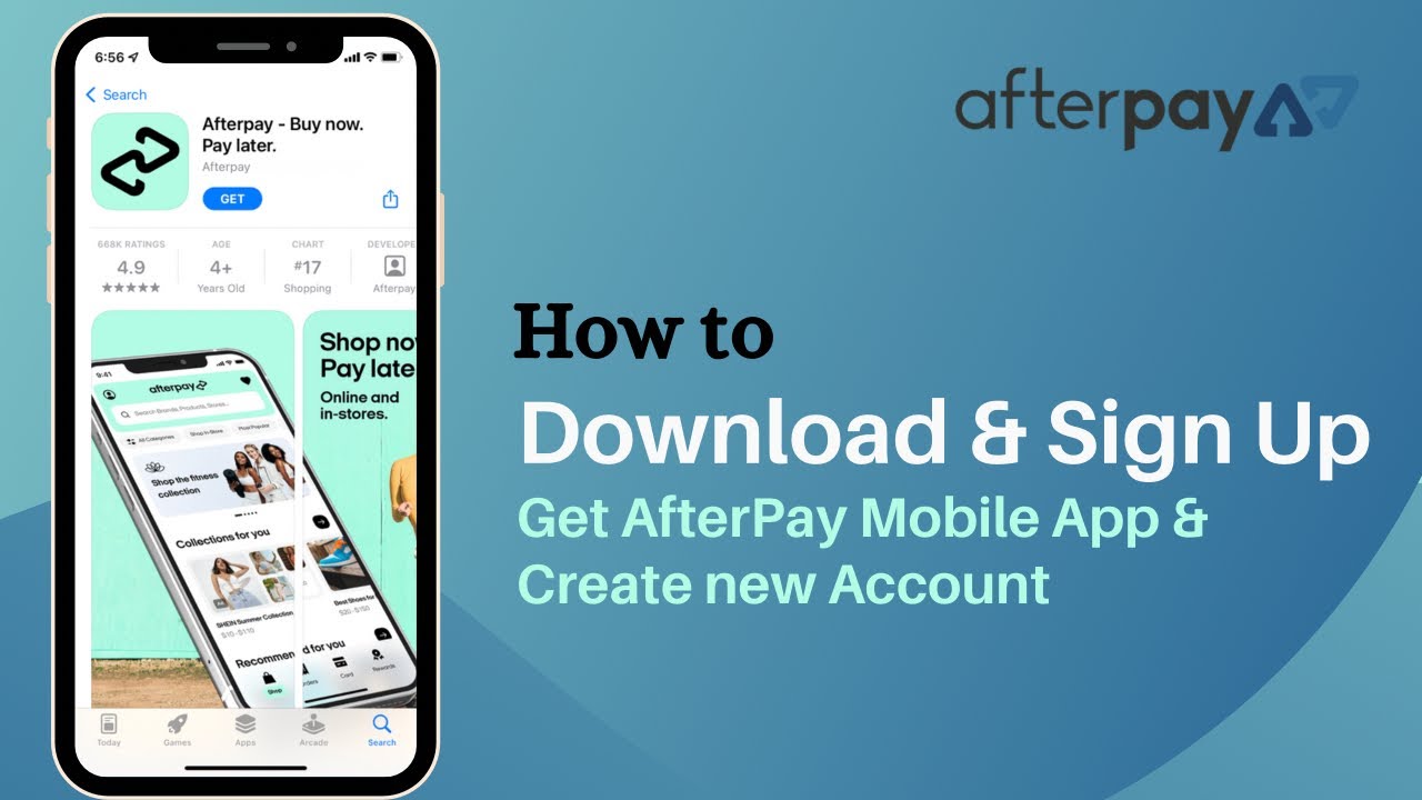 Afterpay download the app and pay for your purchases month to