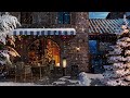 Winter Coffee Shop Street Ambience with Relaxing Smooth Jazz Music and Snow Falling