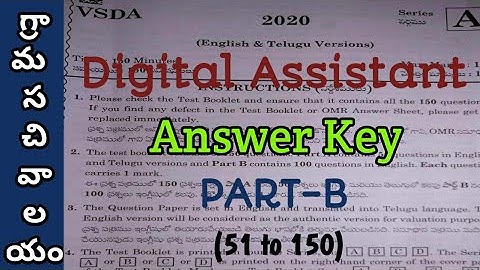 Digital Assistant|Afternoon paper Answer key-20.09.2020|Part-B(51to150)|sachivalayam