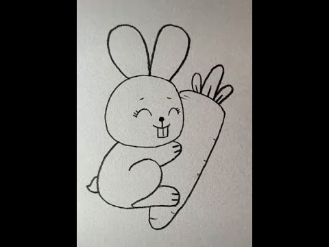 Dạy vẽ con thỏ ôm củ cà rốt đơn giản, dễ thương, đáng yêu - YouTube
