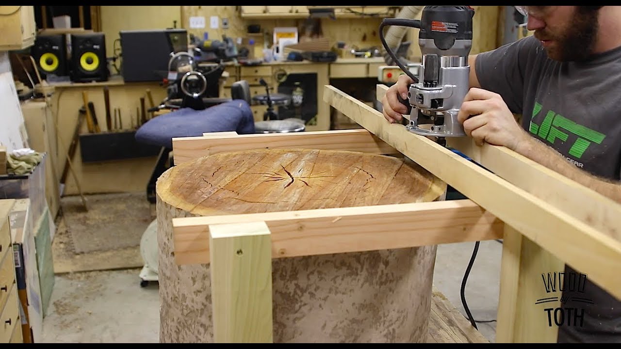 Making A Table From A Tree Stump Youtube