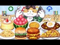 Mukbang Animation Food fighter cat eating Aglio e Olio set