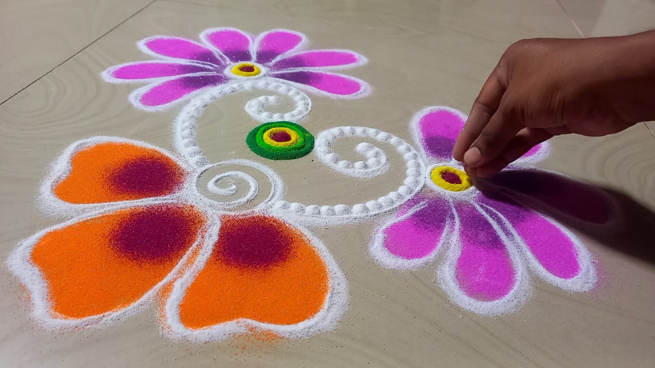 Simple and attractive rangoli design | daily morning rangoli | दररोज ...
