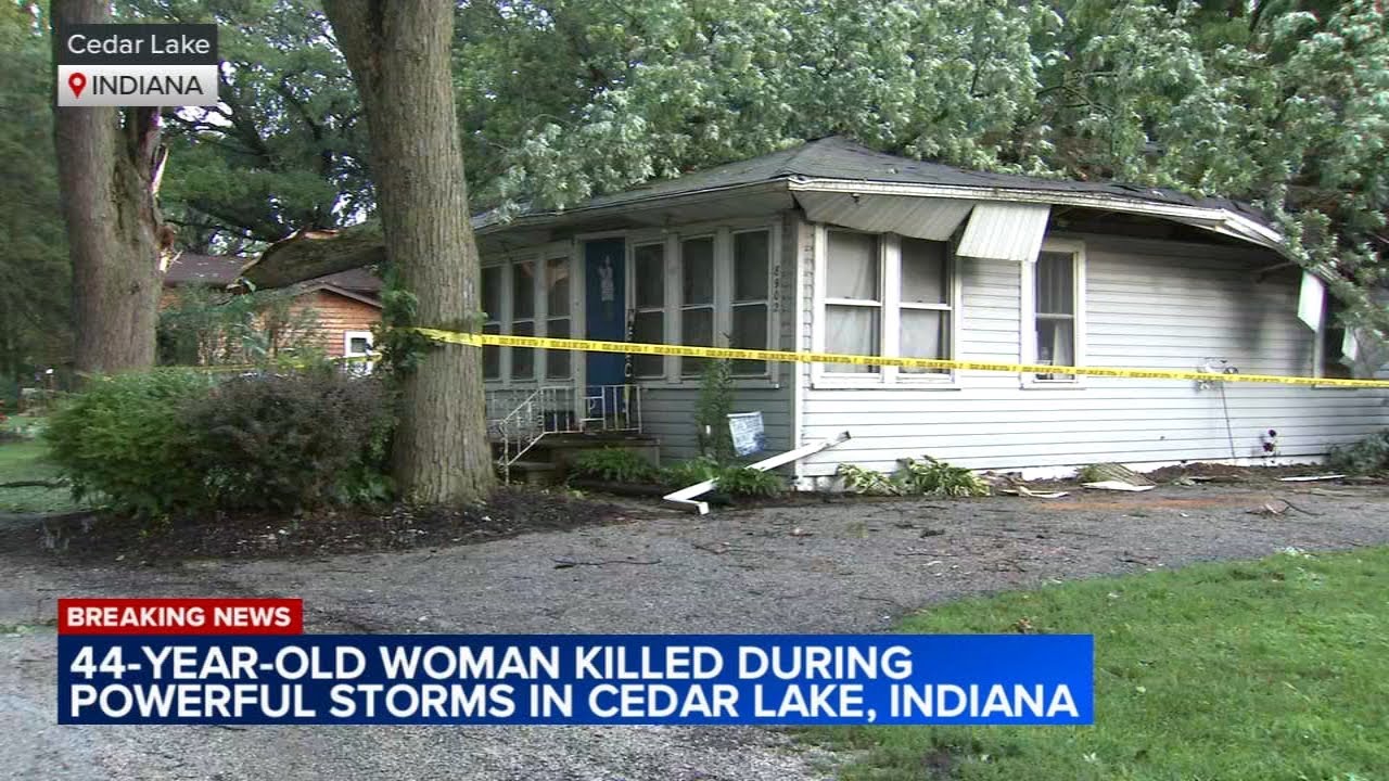 Woman killed after tree falls on Indiana home - YouTube