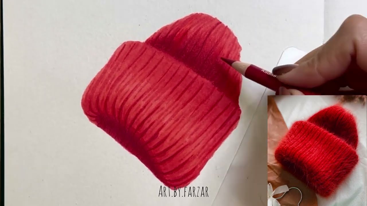 آموزش جنسيت سازي كلاه بافتني موهر Mohair beanie drawing tutorial