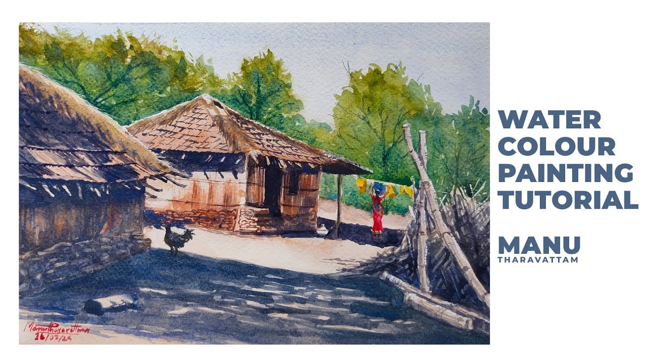 How to paint a village scene in watercolor - YouTube