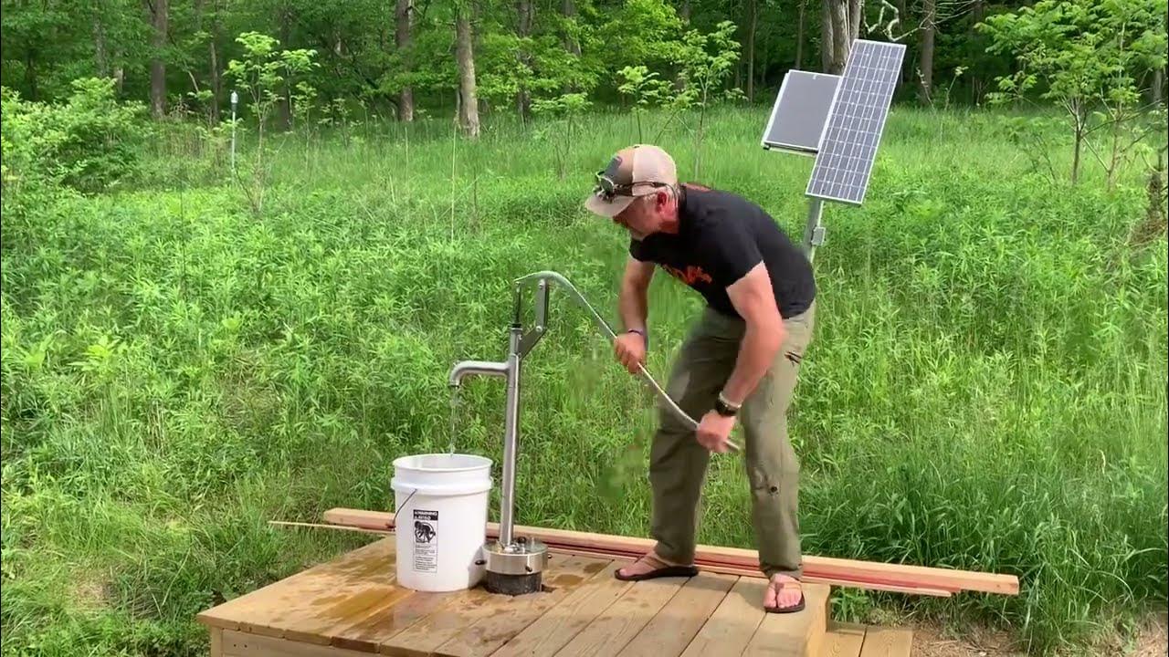 Off grid cabin bison hand pump well installation. YouTube