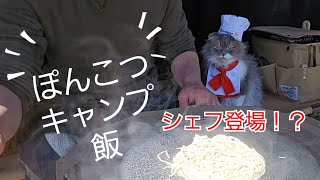 【猫とキャンプ】キャンプ飯にシェフ登場　海とのふれあい広場