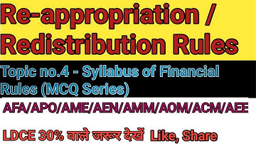 Reappropriation of Funds in Railway|Reappropriation Rule MCQ|LDCE 30% Finanacial Rules Objective Que