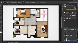 RENDU 2D PLAN SUR ✪PHOTOSHOP✪الإظهار المعماري بالفوتوشوب