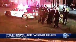 Surveillance video shows moments after crash involving stolen car, Uber