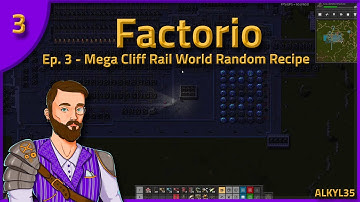 Factorio - Mega Cliff Rail World Random Recipe Biter Expansion Run - Day 3