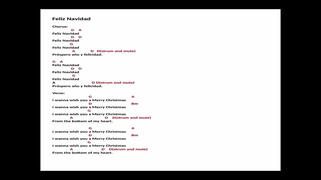 Christmas song Feliz Navidad easy guitar chords - YouTube