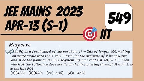 #549 JEE Mains 2023 maths problem coordinate geometry.