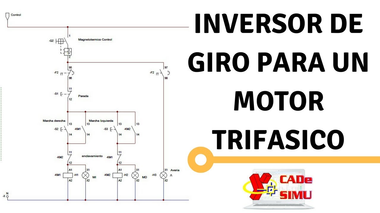 diagrama y explicación inversor de giro para un motor trifasico