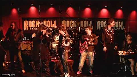 Debbie Bingham playing drums with Falcons of Adren...