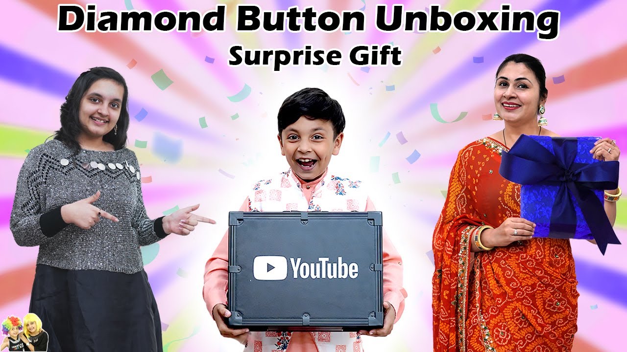 DIAMOND PLAY BUTTON UNBOXING | Surprise gift Giveaway | Aayu and Pihu Show - YouTube