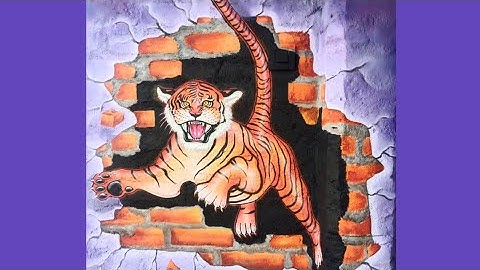 Tiger wall painting, Tiger 3D printing, trending art, easy artwork #shortvideo