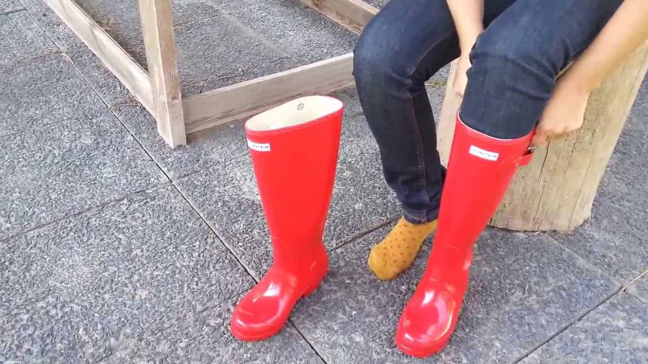 gloss red hunter boots