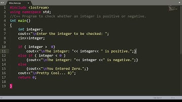 C++ program using if-else to check a positive or negative integer. (in Hindi)