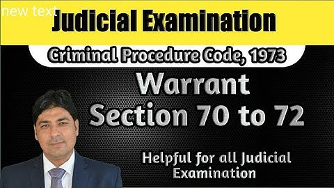 Warrant Section 70 to 72 | Lecture Series on Judicial Examination | CrPC Part 32.
