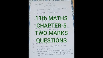 11th STD MATHS CHAPTER-5 TWO MARKS IMPORTANT QUESTIONS