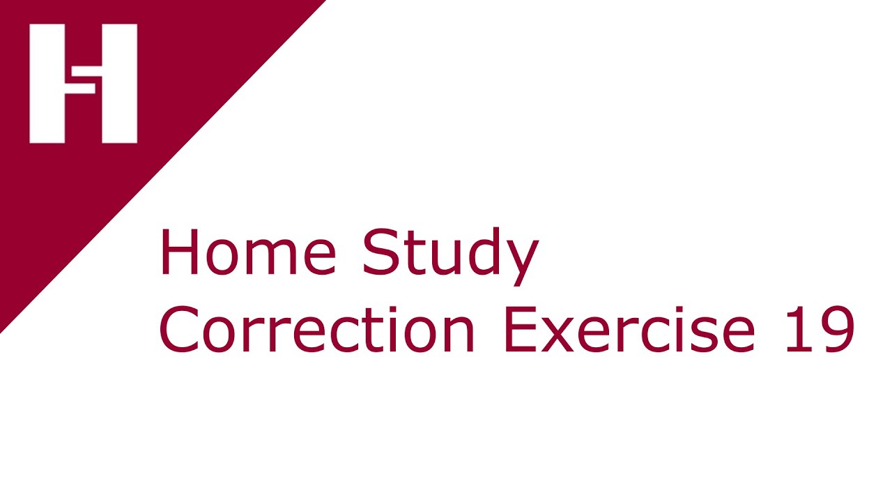 Study Correction Opera PMS - Home Study Correction Exercise 19 - YouTube